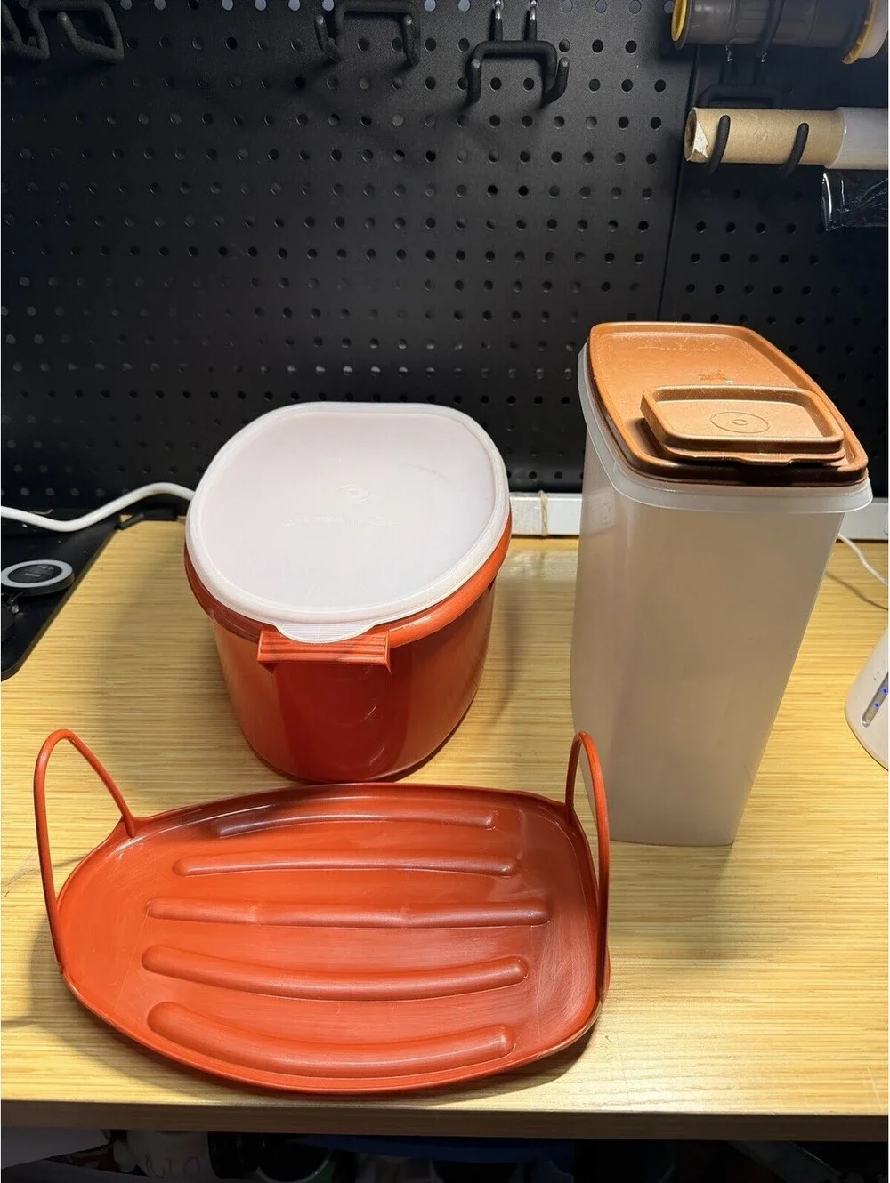 2 Vintage Tupperware Containers Paprika Ham Keeper Brown Cereal Container Flavor